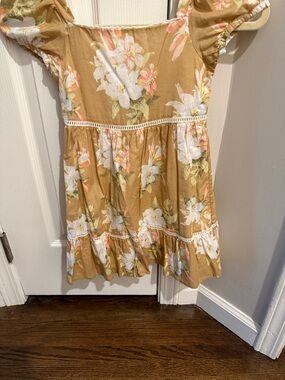 Janie and Jack Floral Tiered Dress in Mustard and White